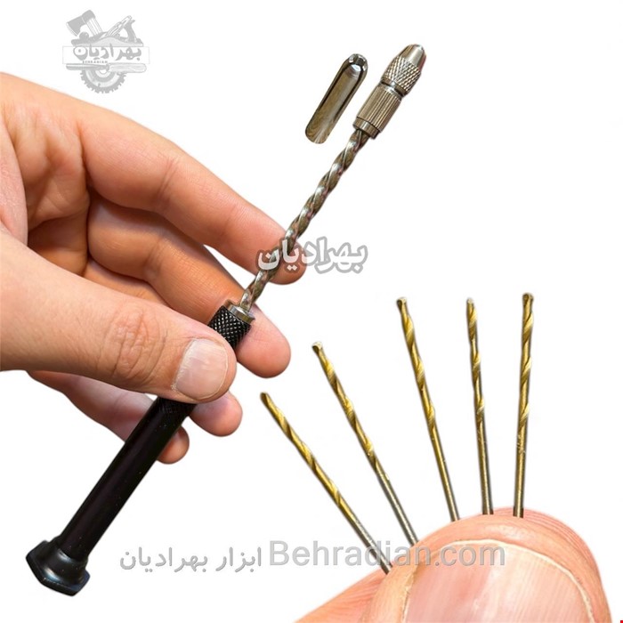 دریل فشاری ( سه نظام فنری ) + کولت + ۵ عدد مته